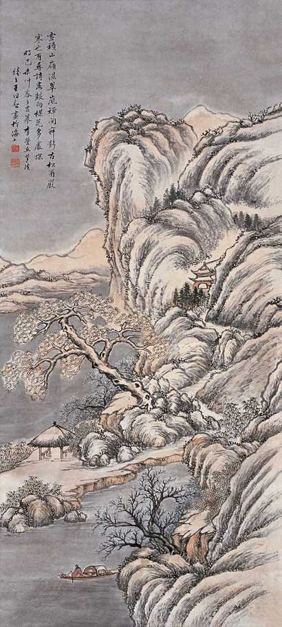 王同愈 己未（1919年）作 雪山萧寺图 立轴